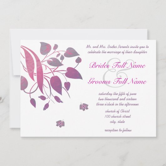 Plum Berry Gray Swirl Butterfly Weduwuitnodiging Kaart (Voorkant)