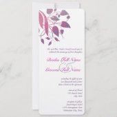 Plum Berry Grey Leaf Swirl Wedding Invites Kaart (Voorkant)