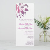 Plum Berry Grey Leaf Swirl Wedding Invites Kaart (Staand voorkant)