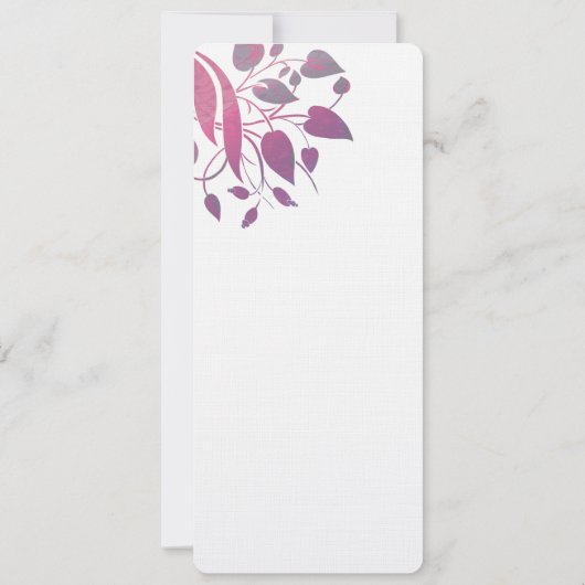 Plum Berry Grey Leaf Swirl Wedding Invites Kaart (Achterkant)