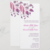 Plum Berry Grey Leaf Swirl Wedding Invites Kaart (Voorkant / Achterkant)