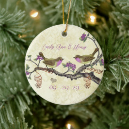 Plum Bird 1e kerstfoto Brown Notes Keramisch Ornament