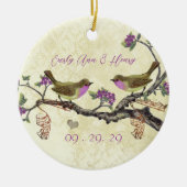 Plum Bird 1e kerstfoto Brown Notes Keramisch Ornament (Voorkant)