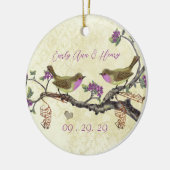 Plum Bird 1e kerstfoto Brown Notes Keramisch Ornament (Links)