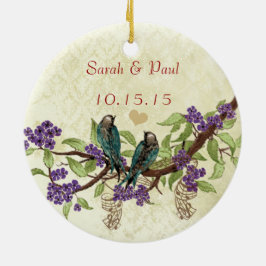 Plum Bird 1e kerstfoto Brown Notes Keramisch Ornament