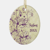 Plum Bird zwaait kerstparen Foto Ornament (Rechts)