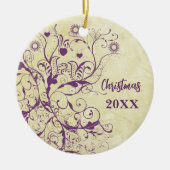 Plum Bird zwaait kerstparen Foto Ornament (Voorkant)