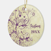 Plum Bird zwaait kerstparen Foto Ornament (Links)