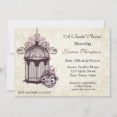Plum Birdcage, Damask Invitation Kaart (Voorkant)