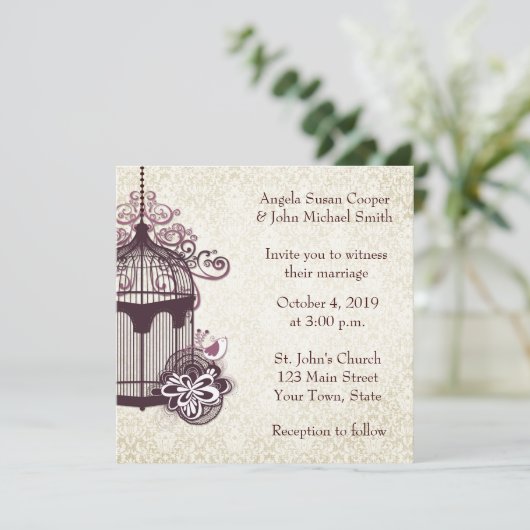 Plum Birdcage, Damask Kaart (Staand voorkant)