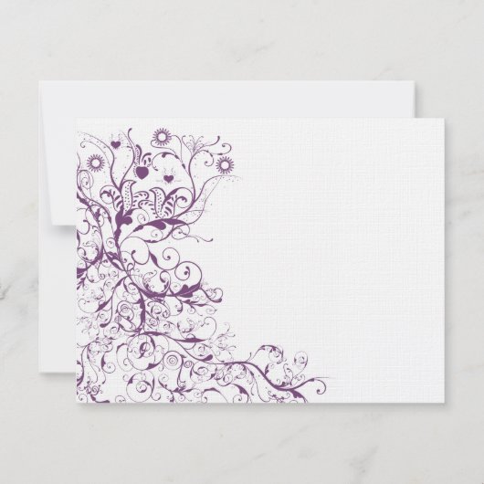 Plum Birds & Swirls Wedding RSVP Response Kaarten (Achterkant)