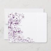 Plum Birds & Swirls Wedding RSVP Response Kaarten (Achterkant)