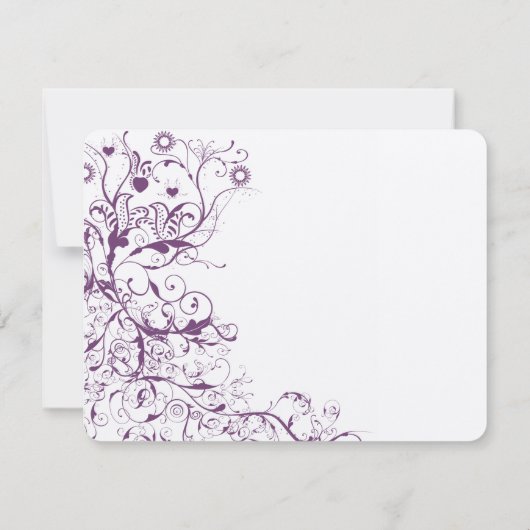 Plum Birds & Swirls Wedding RSVP Response Kaarten (Achterkant)