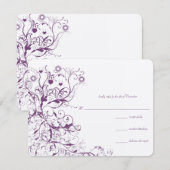 Plum Birds & Swirls Wedding RSVP Response Kaarten (Voorkant / Achterkant)