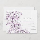 Plum Birds & Swirls Wedding RSVP Response Kaarten Kaartje (Voorkant)