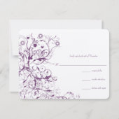 Plum Birds & Swirls Wedding RSVP Response Kaarten Kaartje (Voorkant)