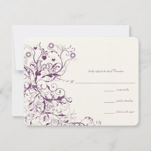 Plum Birds & Swirls Wedding RSVP Response Kaarten Kaartje