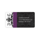 Plum Black Damask Adresetiketten - Etiket (Voorkant)