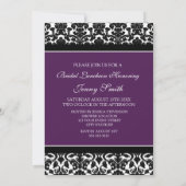 Plum Black Damask Bridal Lunch Invitation Cards Kaart (Achterkant)