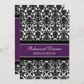 Plum Black Damask Rehearsal Dinner Party Kaart (Voorkant / Achterkant)