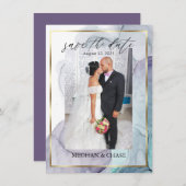 Plum Blauwgroen Photo Alcohol Ink Abstract Save The Date (Voorkant / Achterkant)