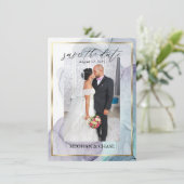 Plum Blauwgroen Photo Alcohol Ink Abstract Save The Date (Staand voorkant)