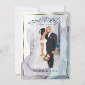 Plum Blauwgroen Photo Alcohol Ink Abstract Save The Date (Voorkant)