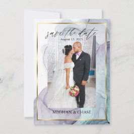 Plum Blauwgroen Photo Alcohol Ink Abstract Save The Date