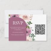 Plum Bloemen Bruiloft RSVP Kaart (Voorkant)