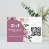 Plum Bloemen Bruiloft RSVP Kaart (Staand voorkant)