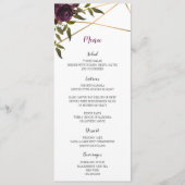 Plum Bloemen Faux Goud Geometrisch Bruiloft Menu K (Voorkant)