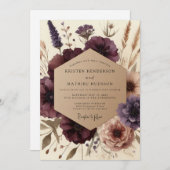 Plum Bloom Autumn Elegance Wedding Kaart (Voorkant / Achterkant)