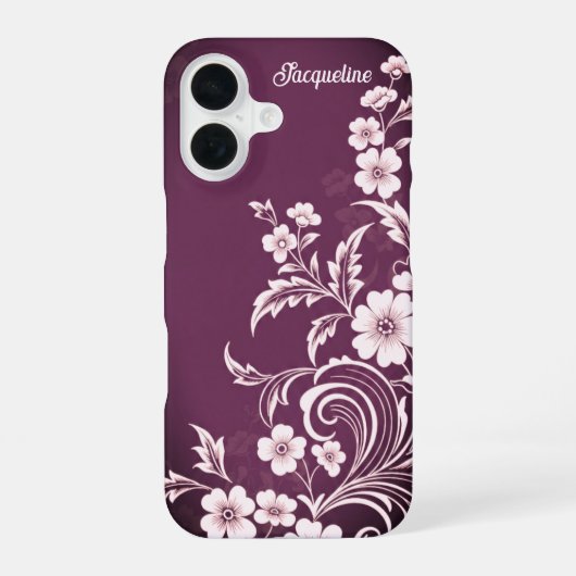 Plum Bloom Grace iPhone 16 Hoesje (Achterkant)