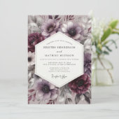 Plum Bloom Moody Romance Wedding Kaart (Staand voorkant)