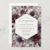 Plum Bloom Moody Romance Wedding Kaart (Voorkant / Achterkant)