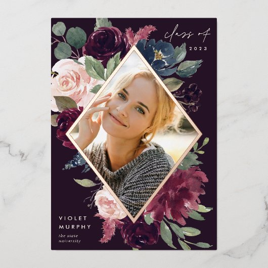 Plum Blossom | Aankondiging Folie Foto Afstuderen (Voorkant)