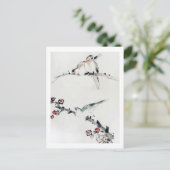 Plum Blossom and Birds, Hokusai, Ukiyo-e Briefkaart (Staand voorkant)
