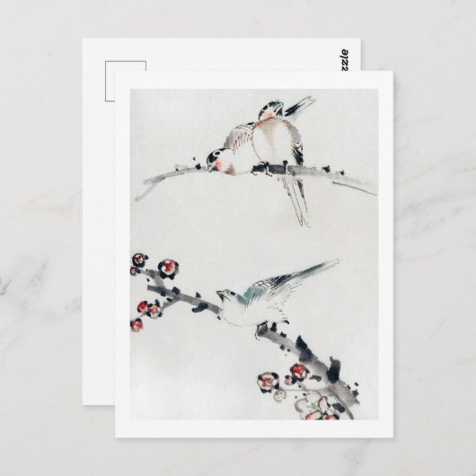 Plum Blossom and Birds, Hokusai, Ukiyo-e Briefkaart (Voorkant / Achterkant)