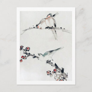 Plum Blossom and Birds, Hokusai, Ukiyo-e Briefkaart