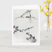 Plum Blossom and Birds, Hokusai, Ukiyo-e Kaart (Gele Bloem)