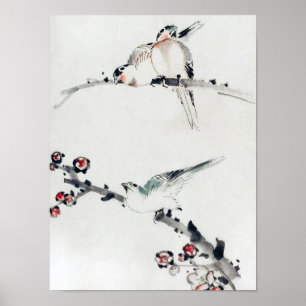 Plum Blossom and Birds, Hokusai, Ukiyo-e Poster