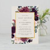 Plum Blossom Baby shower Folie Uitnodiging (Staand Voorkant)