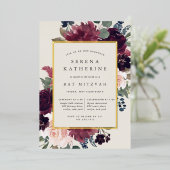 Plum Blossom Bat Mitzvah Folie Uitnodiging (Staand Voorkant)