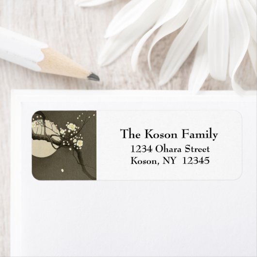 Plum Blossom bij nacht door Ohara Koson Etiket (Insitu)