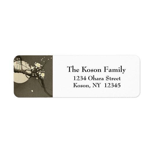 Plum Blossom bij nacht door Ohara Koson  Etiket (Voorkant)