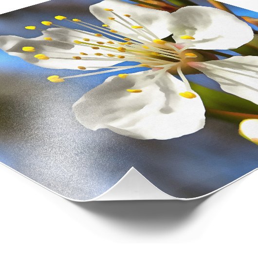 Plum Blossom Botanical Art Foto Afdruk (Hoek)