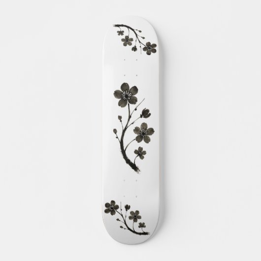 Plum Blossom – Botanisch ontwerp op skateboard (Voorkant)