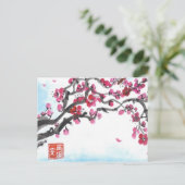 Plum Blossom Branch in Winter Briefkaart (Staand voorkant)