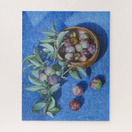 Plum Blossom Branches op Blauwe Achtergrond Schild Legpuzzel