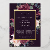 Plum Blossom Christening of Baptisme Folie Uitnodiging (Voorkant)